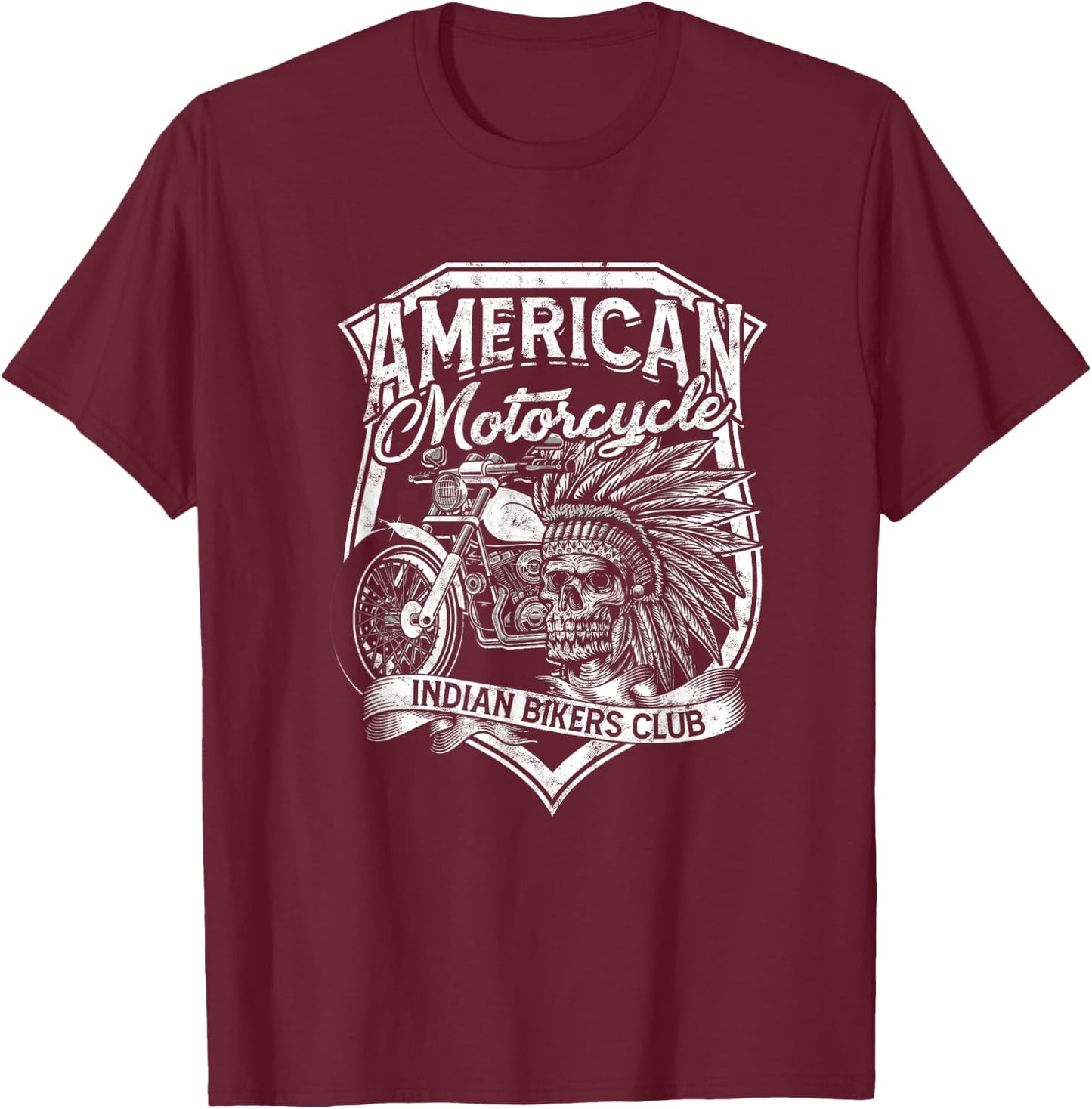 American Motorcycle Indian bikers club - American Indian T-Shirt - T-Shirt | Maroon