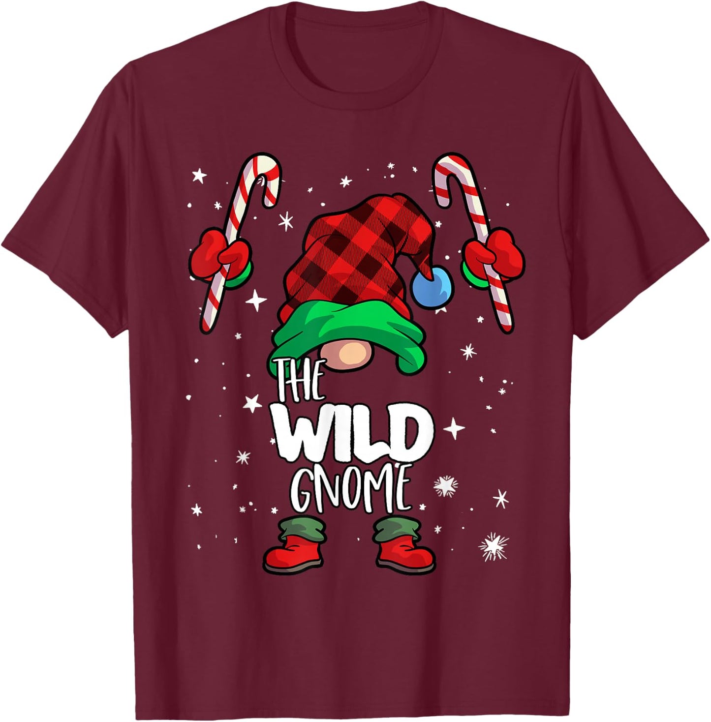 Wild Gnome Red Buffalo Plaid Matching Family Christmas T-Shirt - T-Shirt | Maroon