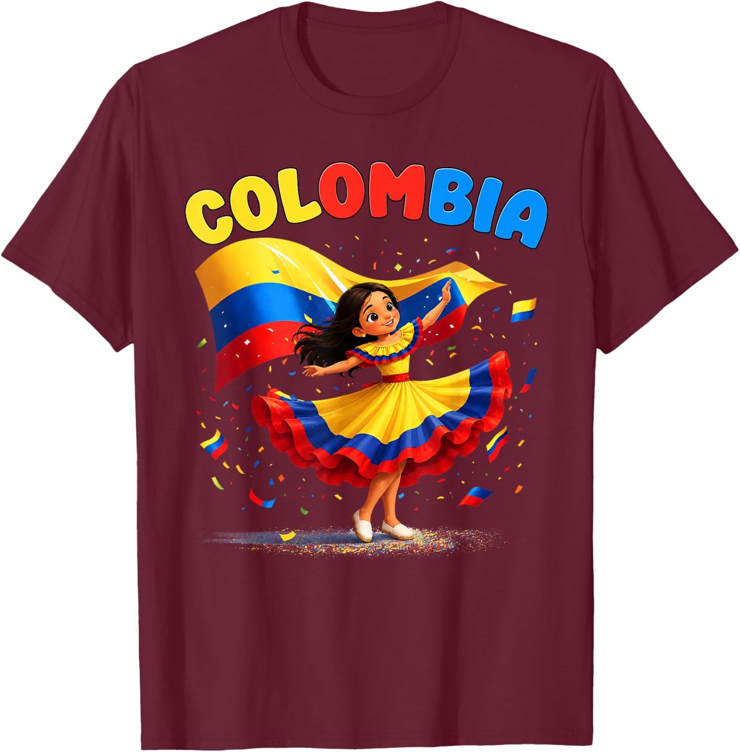 Colombian Girl Culture Pride for Girls Kids T-Shirt - T-Shirt | Maroon