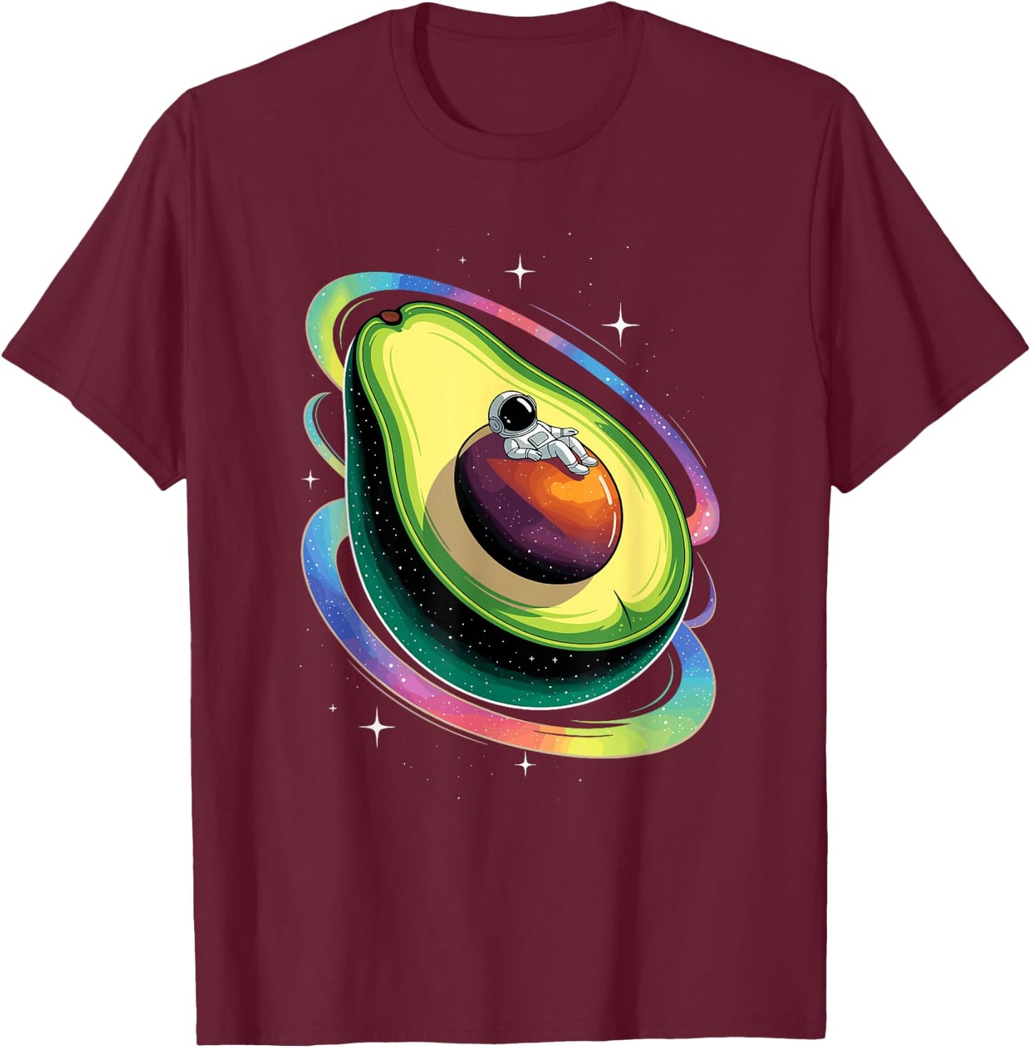 Astronaut Space Avocado Planet Stars Galaxy Avocados T-Shirt - T-Shirt | Maroon
