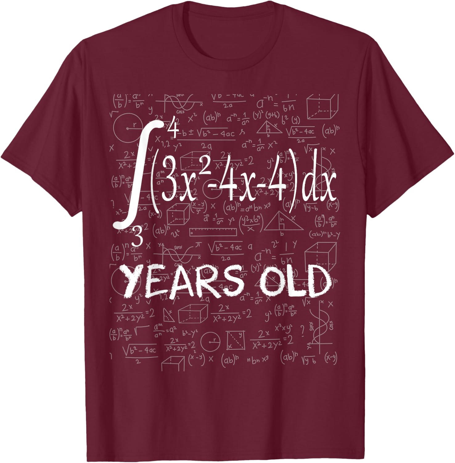 Funny Math Geek Integral Calculus 19th Birthday 19 Years Old T-Shirt - T-Shirt | Maroon