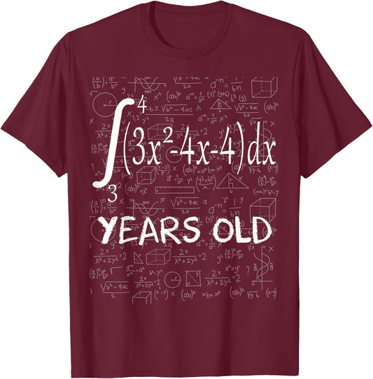 Funny Math Geek Integral Calculus 19th Birthday 19 Years Old T-Shirt - T-Shirt | Maroon
