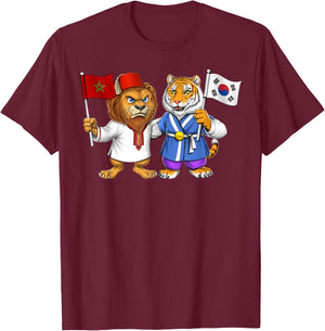 Morocco South Korea Flag Moroccan Roots Proud South Korean T-Shirt - T-Shirt | Maroon