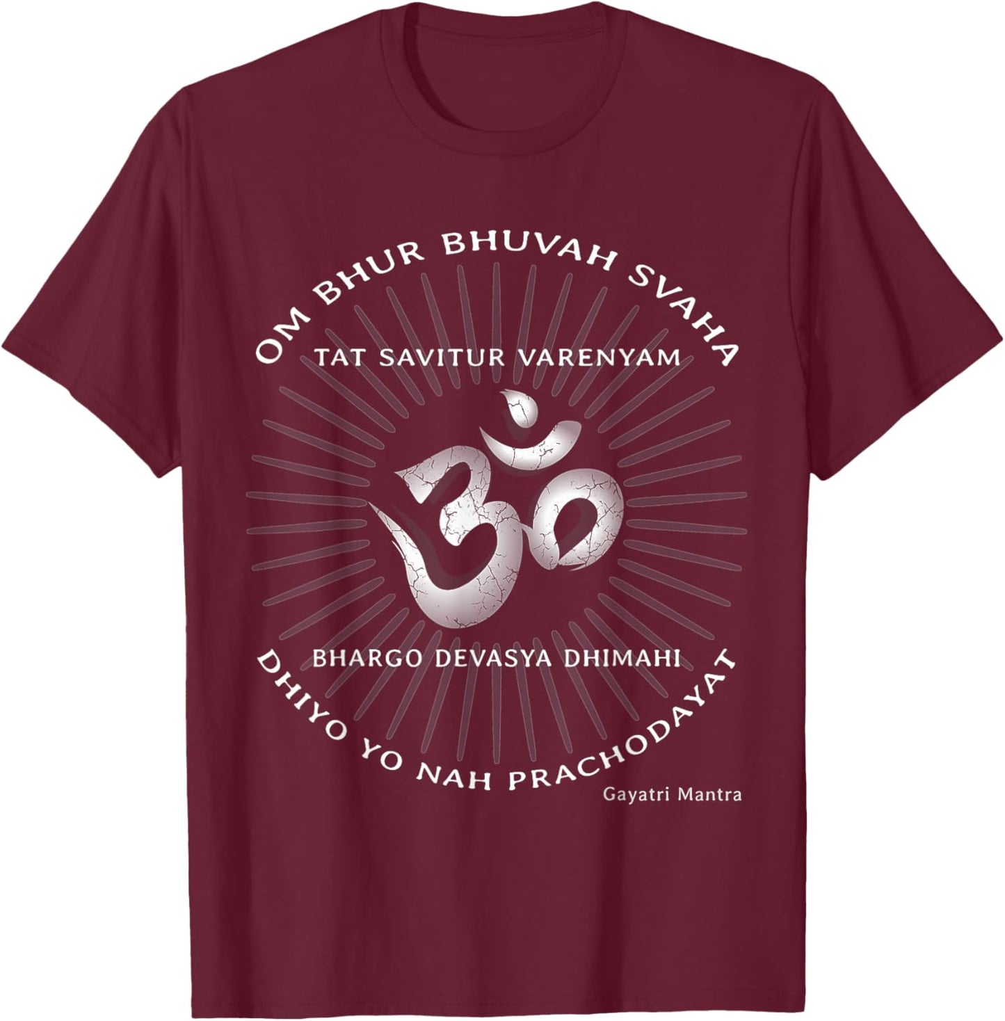 Gayatri Mantra Shirt Om Symbol Spiritual Indian Sanskrit T-Shirt - T-Shirt | Maroon
