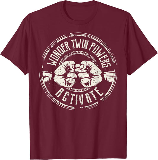 Wonder Twin Power Activated Design, Sibling Design T-Shirt - T-Shirt | Maroon