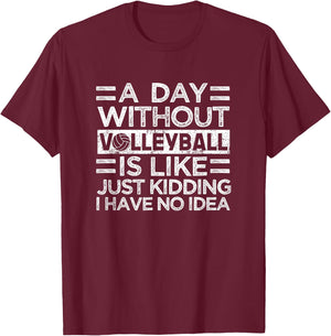 Player Funny Vball Fan Coach Sport A Day Without Volleyball T-Shirt - T-Shirt | Maroon