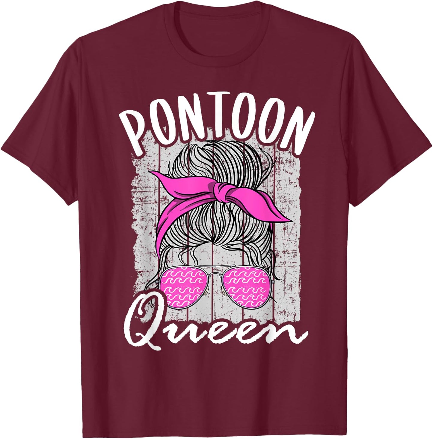 Pontoon Queen Lake Life Matching Family Vacation Boating T-Shirt - T-Shirt | Maroon