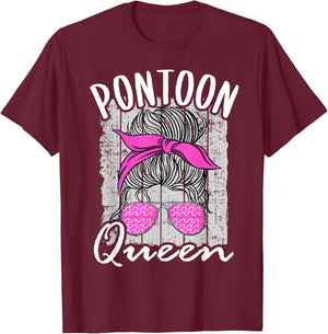Pontoon Queen Lake Life Matching Family Vacation Boating T-Shirt - T-Shirt | Maroon