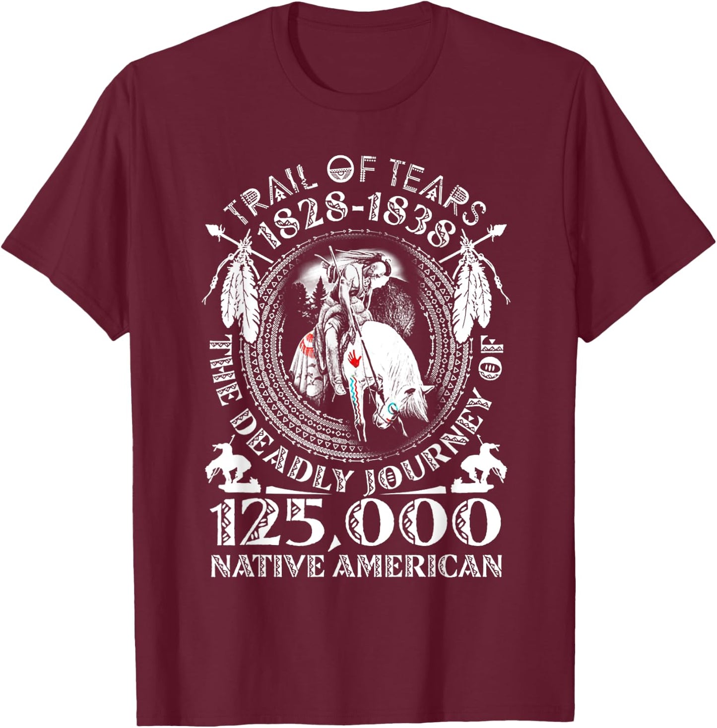 Trail Of Tears The Deadly Journey 125000 Native American T-Shirt - T-Shirt | Maroon