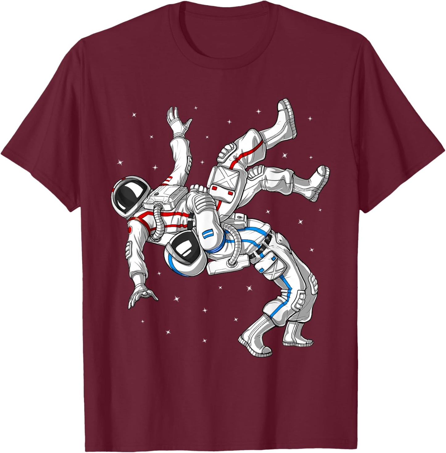Astronauts Wrestling Jiu-Jitsu Judo Martial Arts Wrestlers T-Shirt - T-Shirt | Maroon