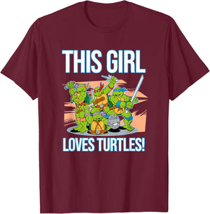 Mademark x Teenage Mutant Ninja Turtles - This Girl Loves Turtles T-Shirt - T-Shirt | Maroon