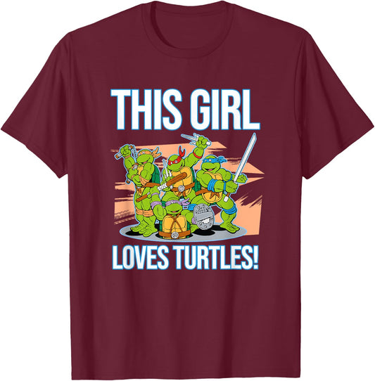 Mademark x Teenage Mutant Ninja Turtles - This Girl Loves Turtles T-Shirt - T-Shirt | Maroon