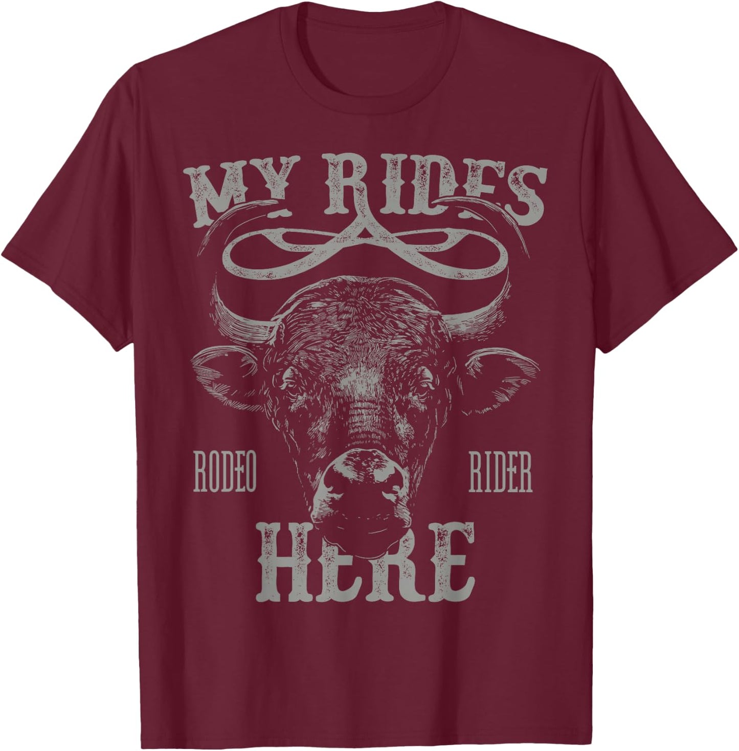 Bull Riding PBR Rodeo Bull Riders Cowboys Western Ranch T-Shirt - T-Shirt | Maroon