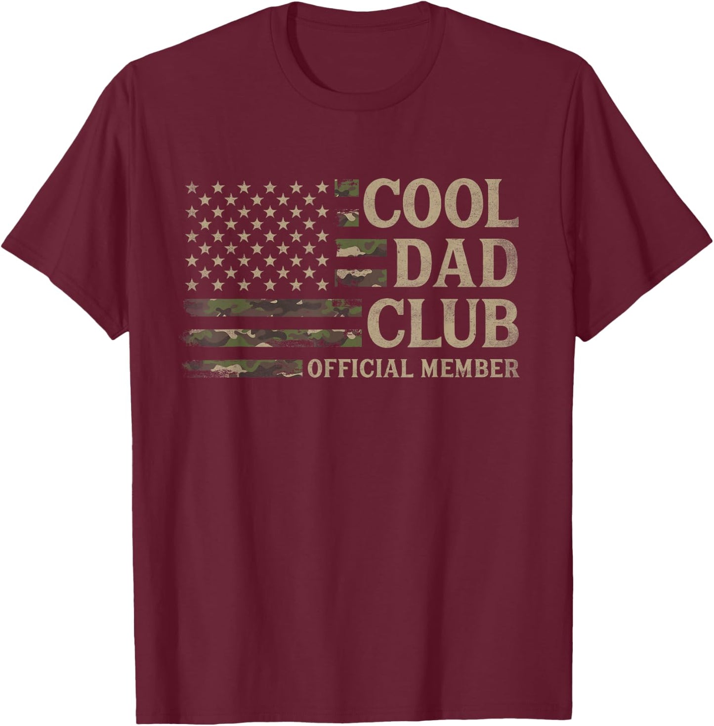 Cool Dad Club Camo USA Flag Father's Day Camourflage Papa T-Shirt - T-Shirt | Maroon