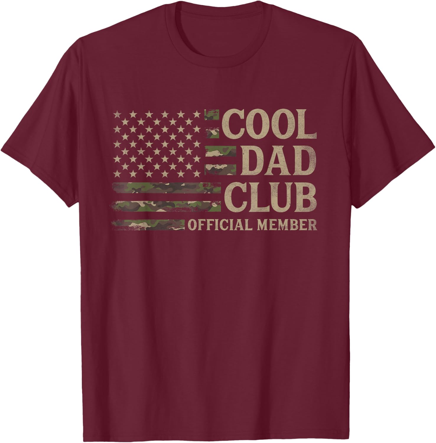 Cool Dad Club Camo USA Flag Father's Day Camourflage Papa T-Shirt - T-Shirt | Maroon