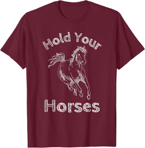 Hold your horses, Rodeo, Vintage retro cowboy, western T-Shirt - T-Shirt | Maroon