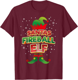 Fireball Elf Christmas Matching Costumes X-Mas T-Shirt - T-Shirt | Maroon