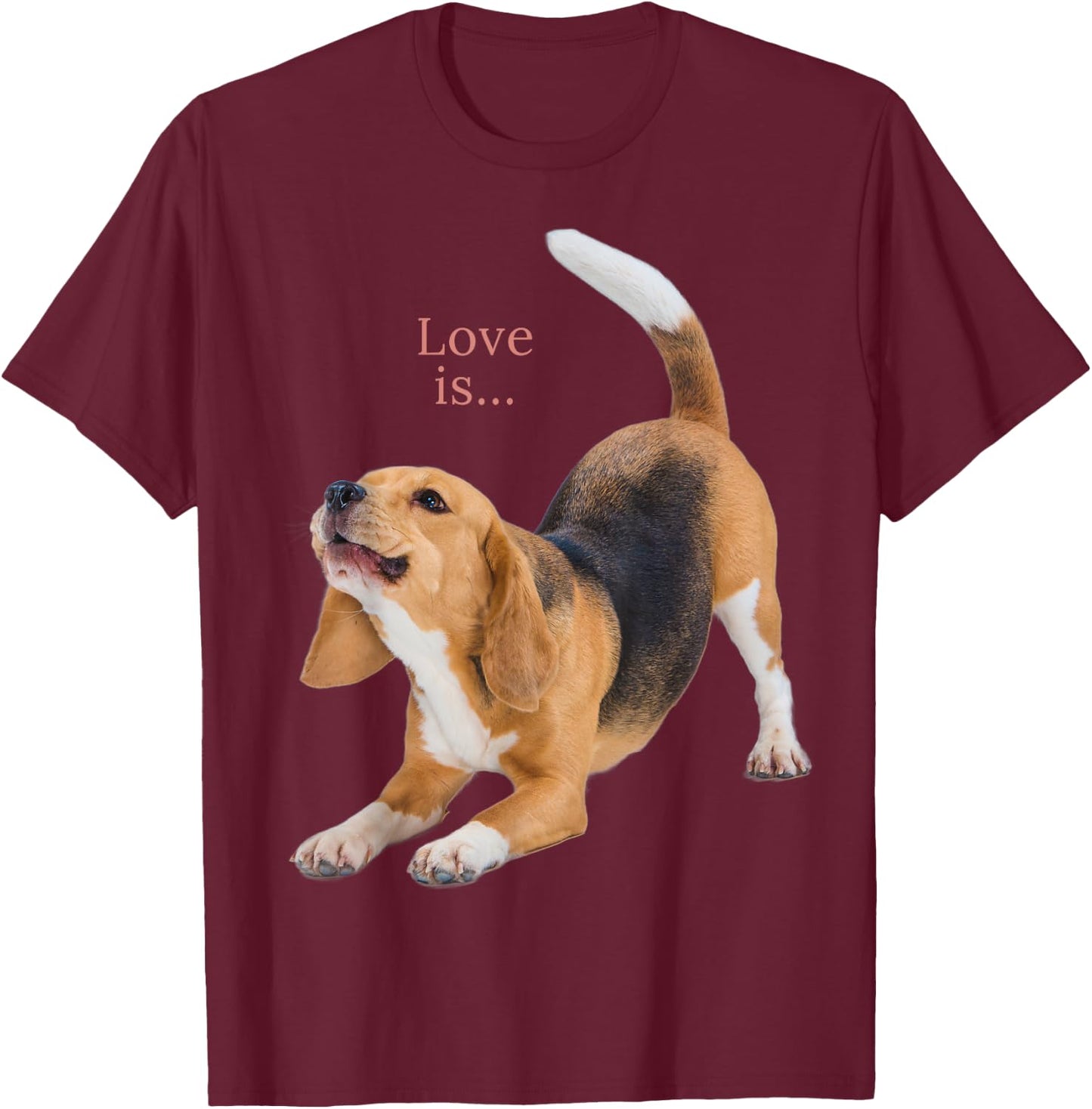 Beagle Shirt Beagles Love Is Dog Mom Dad Puppy Pet Cute Men Women Kids T-Shirt - T-Shirt | Maroon