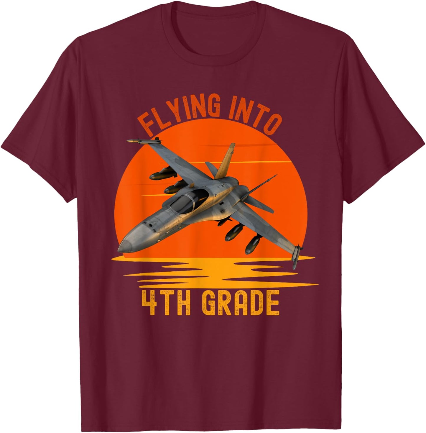 Flying Into 4th Grade Boys Back To School Jet Graphic T-Shirt - T-Shirt | Maroon