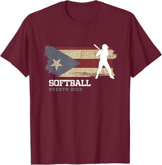 Puerto Rico Softball Team Girls Baseball Softball T-Shirt - T-Shirt | Maroon