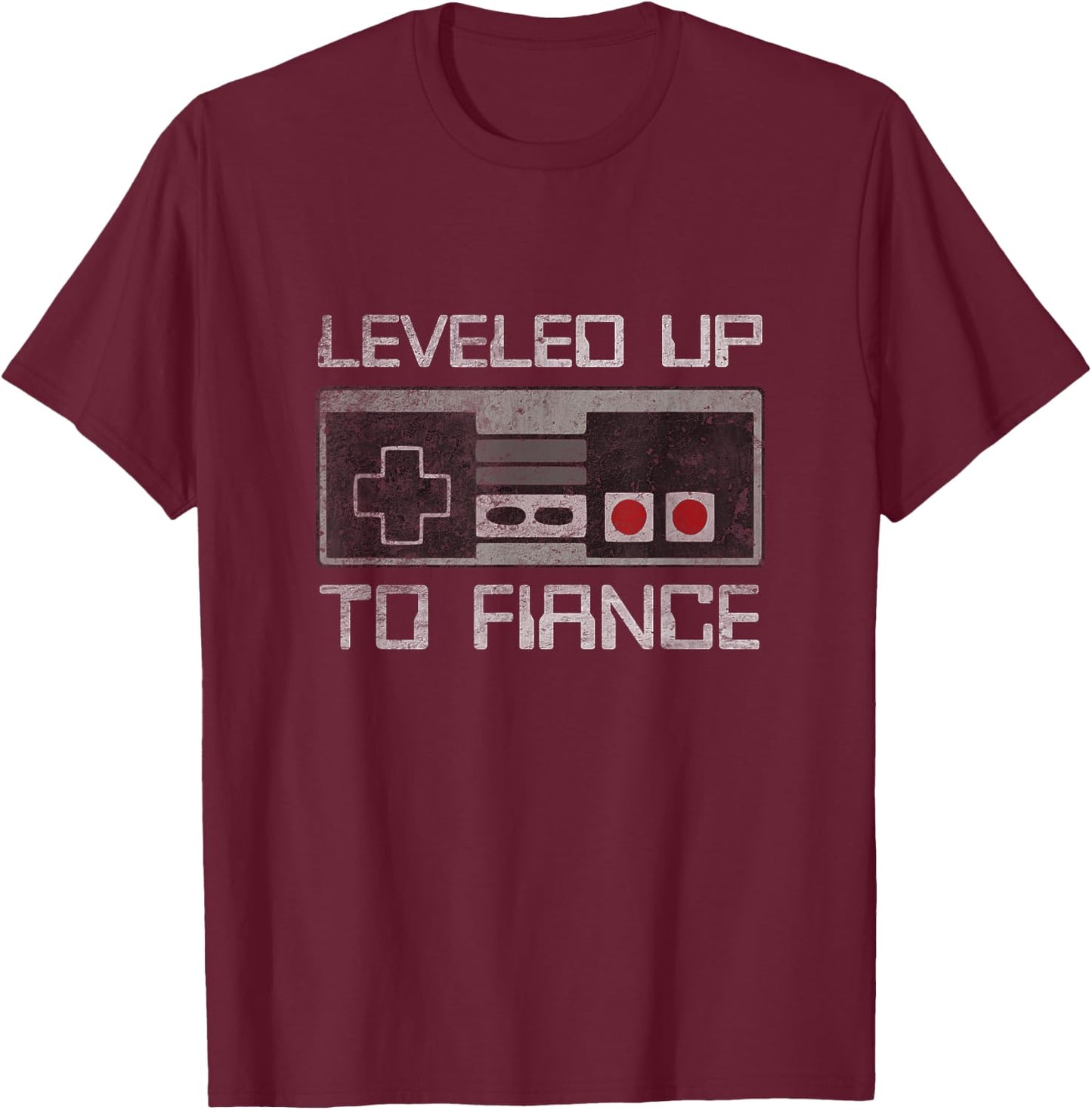 Leveled up to Fiance Newly Engaged Just Engaged Couple T-Shirt - T-Shirt | Maroon