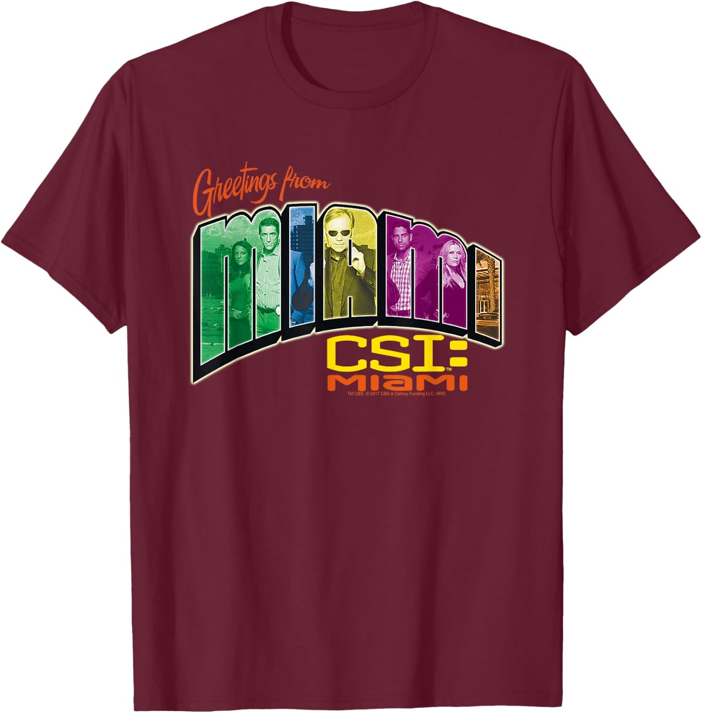 CSI: Miami Greeting From Miami T-Shirt - T-Shirt | Maroon