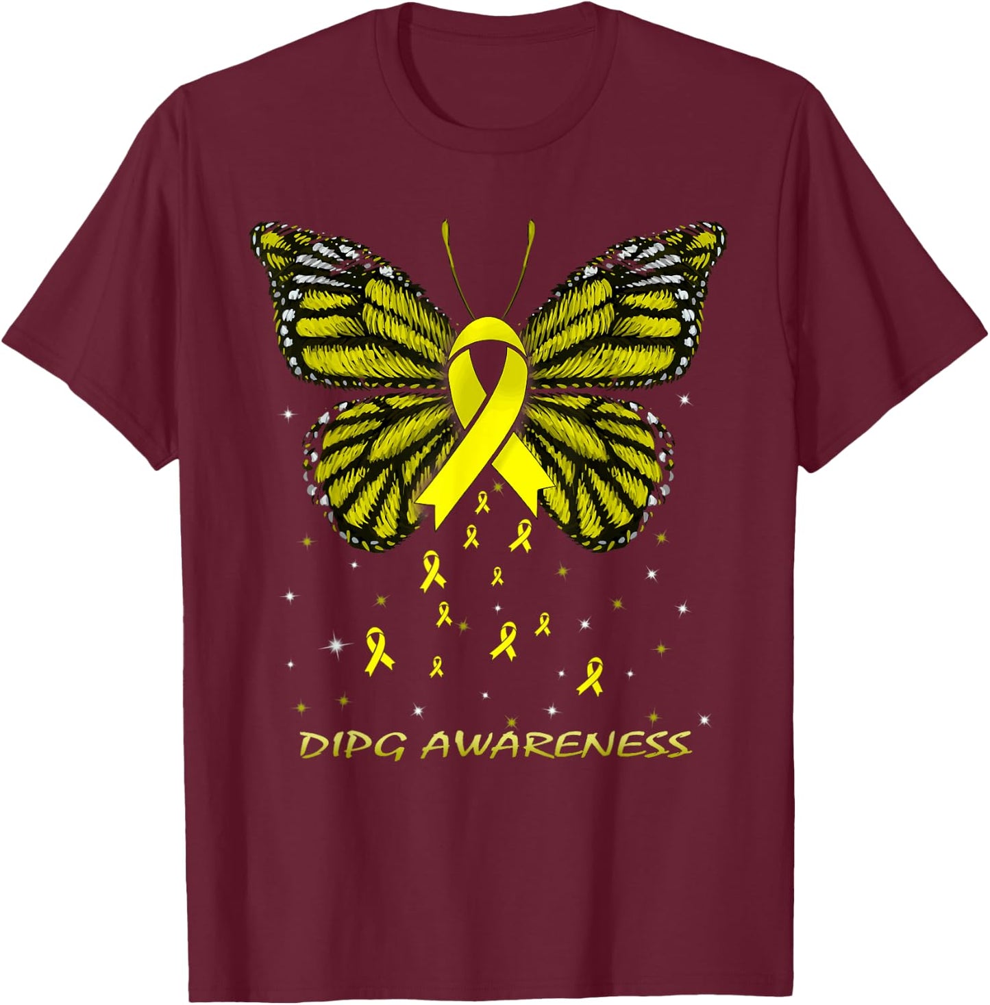 DIPG Awareness Butterfly T-Shirt - T-Shirt | Maroon