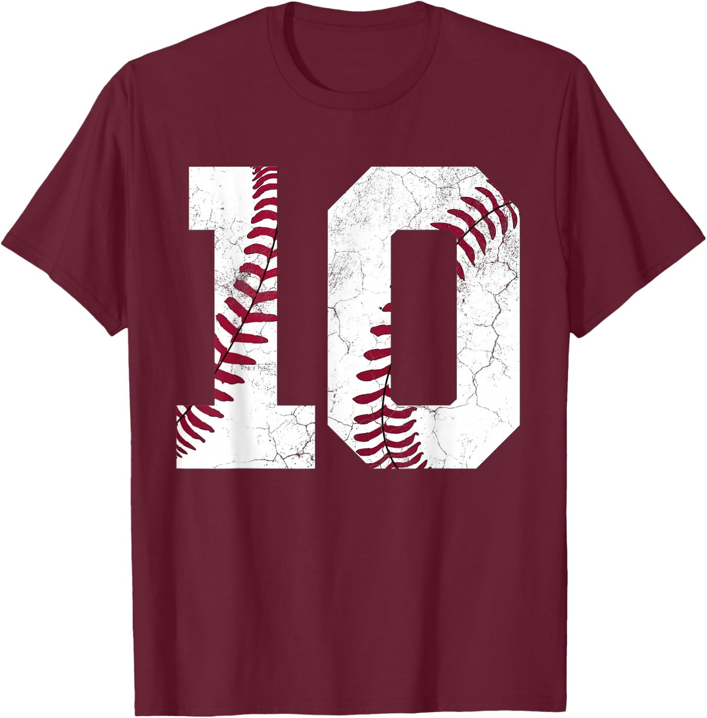 10th Birthday Gift Baseball Boys Kids Ten Number 10 2016 T-Shirt - T-Shirt | Maroon