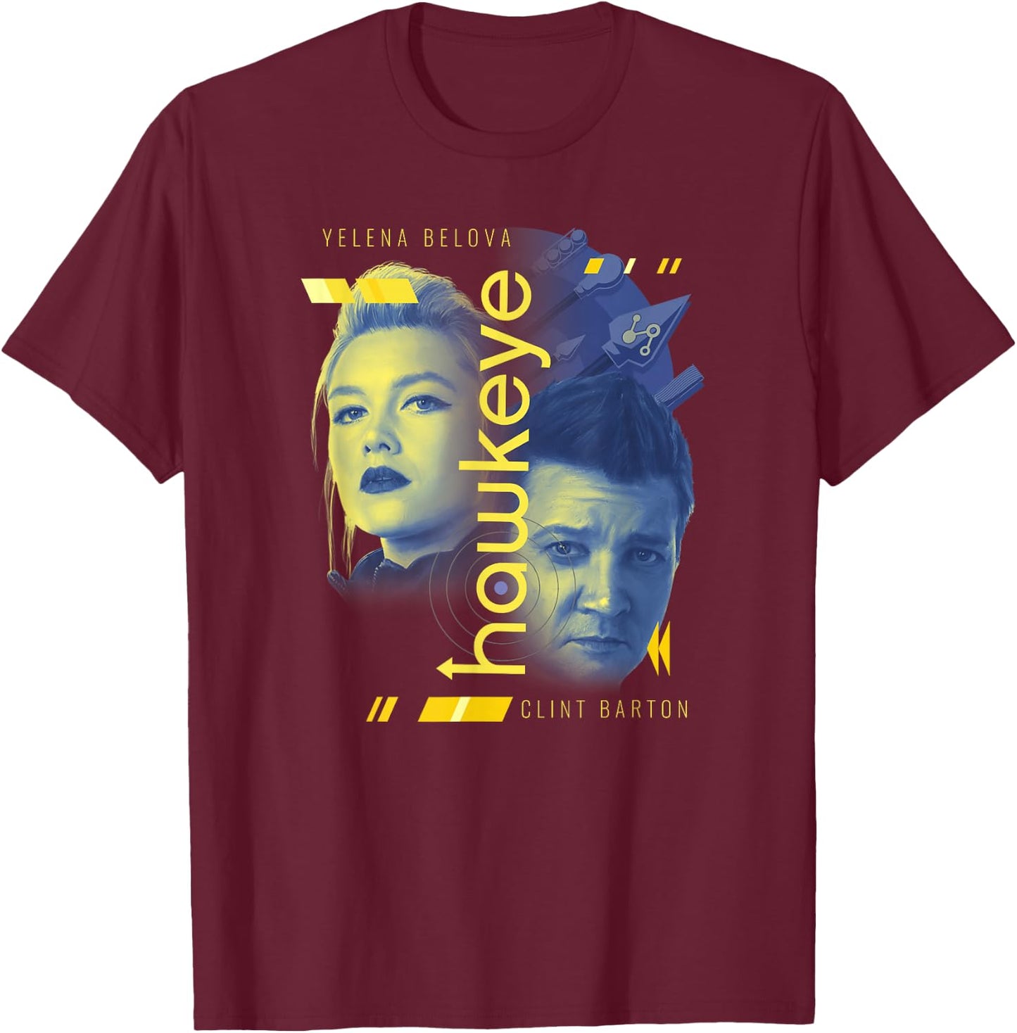 Marvel Hawkeye Yelena And Clint Dual Archers Poster T-Shirt - T-Shirt | Maroon