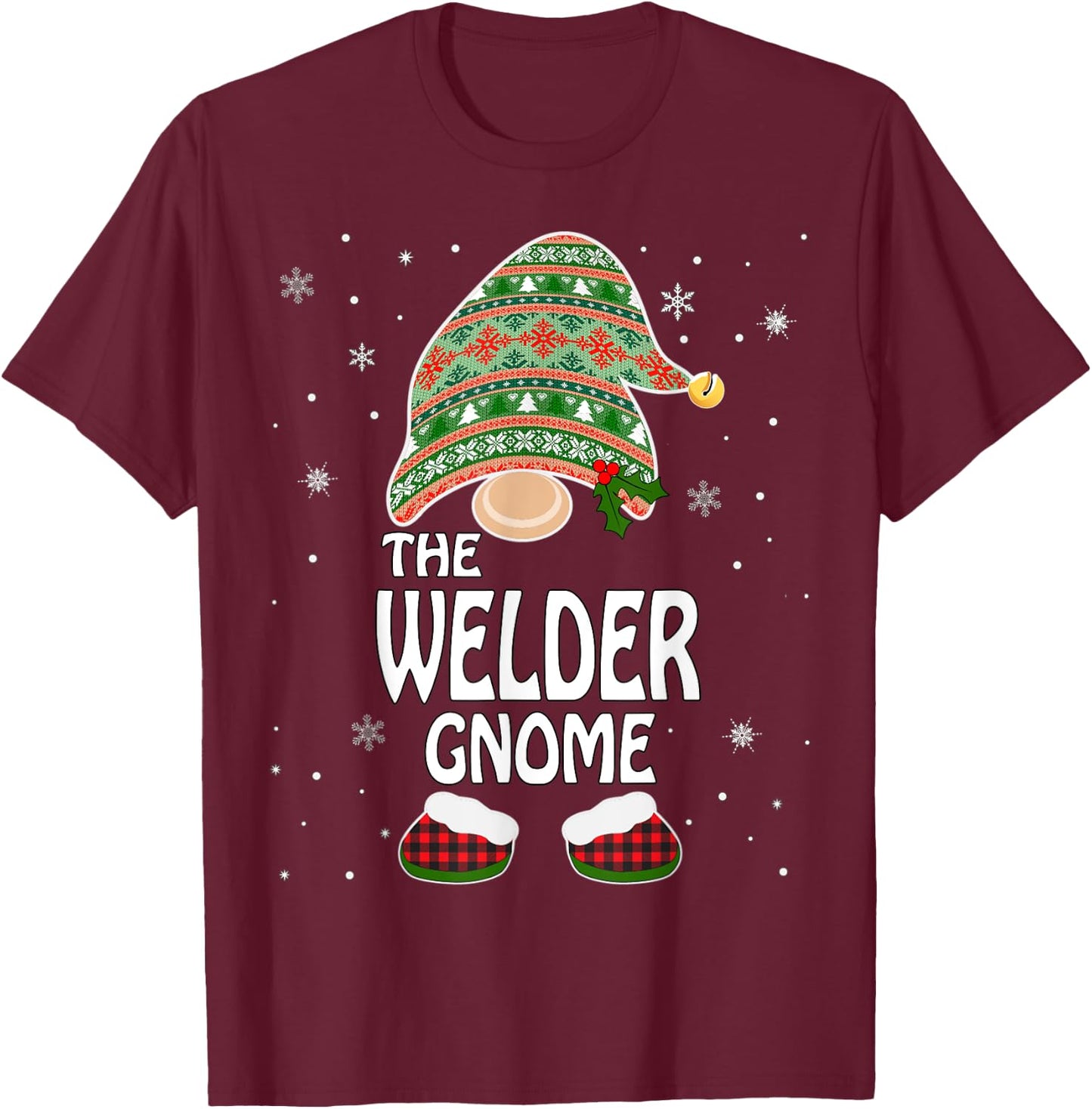 Funny Matching Family Costumes The Welder Gnome Christmas T-Shirt - T-Shirt | Maroon