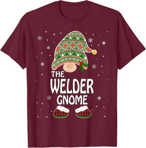 Funny Matching Family Costumes The Welder Gnome Christmas T-Shirt - T-Shirt | Maroon