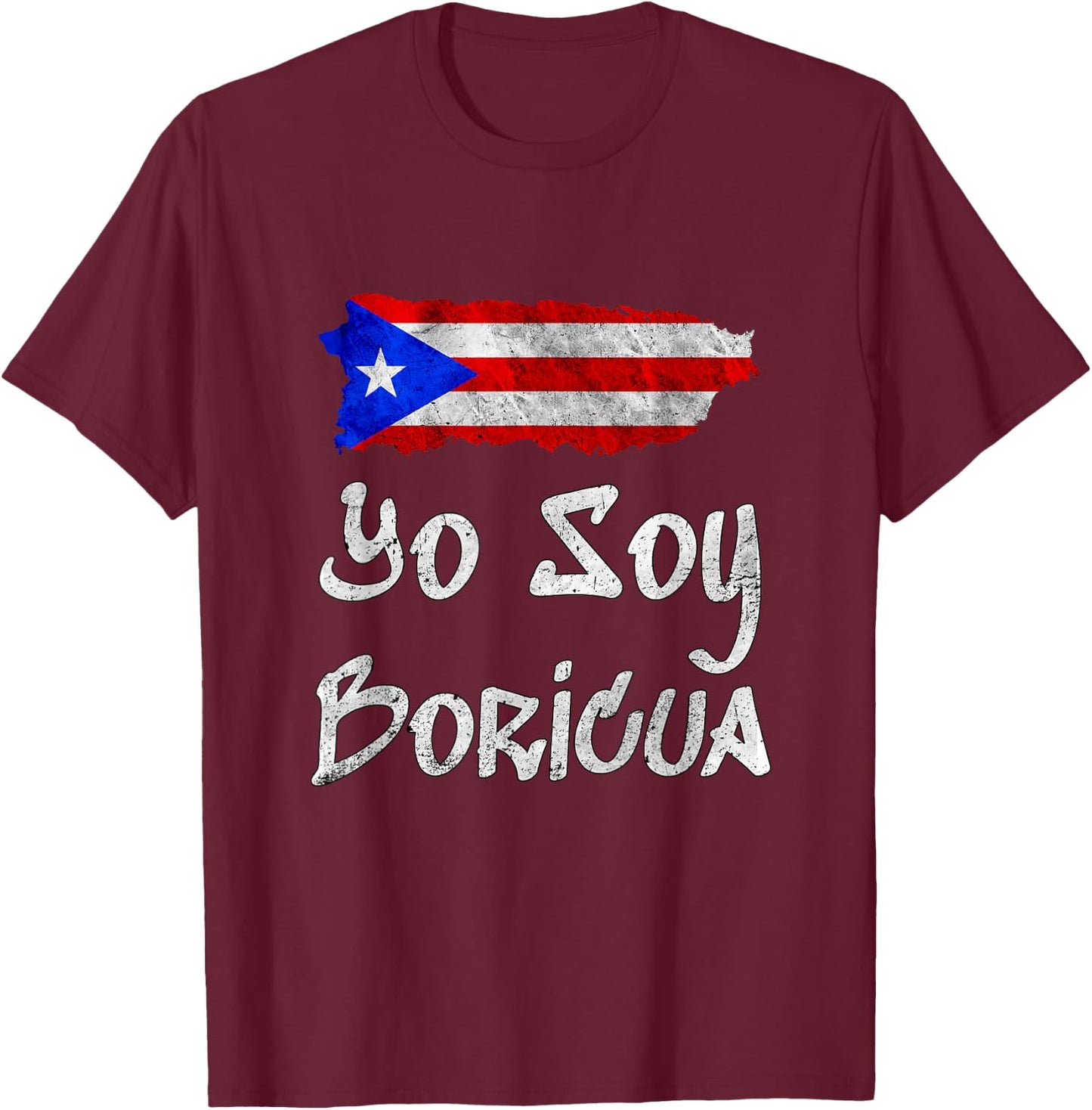 Yo Soy Boricua Island of Puerto Rico Flag Taino Art T-Shirt - T-Shirt | Maroon