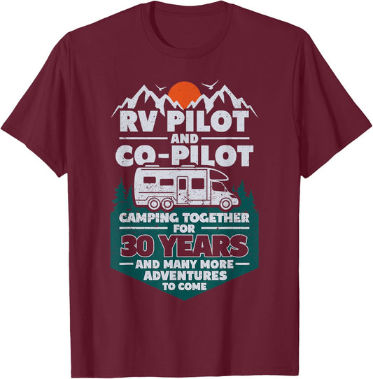 30 Years Married RV Camping 30th Wedding Anniversary Camper T-Shirt - T-Shirt | Maroon
