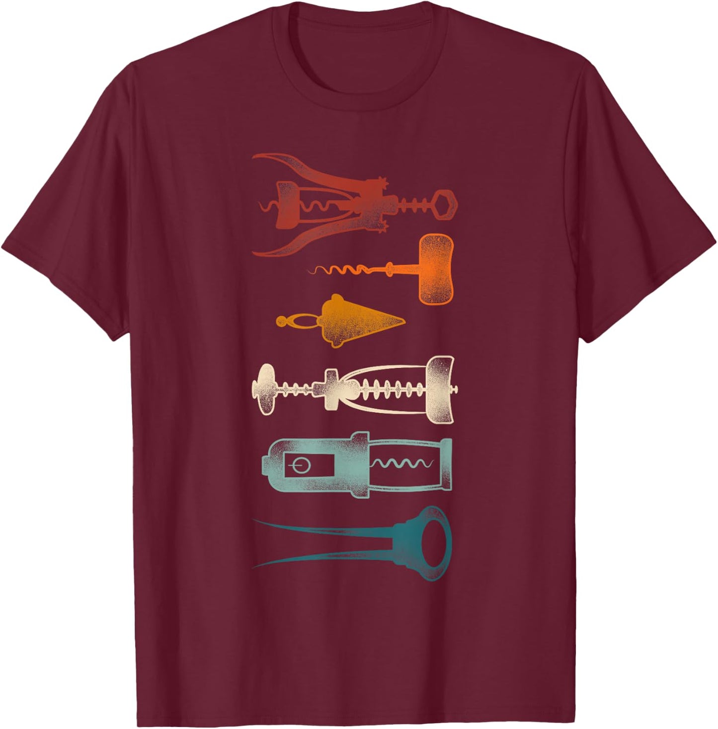 Sommelier Wine Drinking Tasting Retro Corkscrew Wine Opener T-Shirt - T-Shirt | Maroon