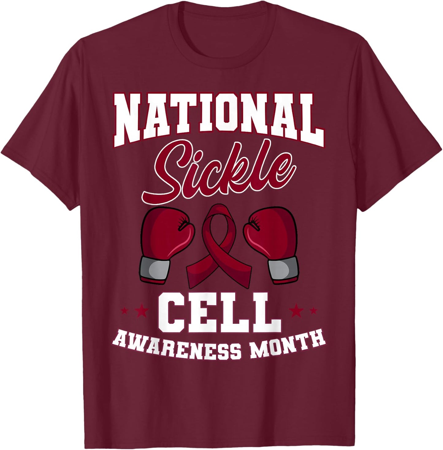 Sickle Cell Disease SCD Warrior Burgundy Awareness Ribbon T-Shirt - T-Shirt | Maroon