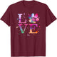 Love Dog Paw Print Colorful National Animal Shelter Week T-Shirt - T-Shirt | Maroon