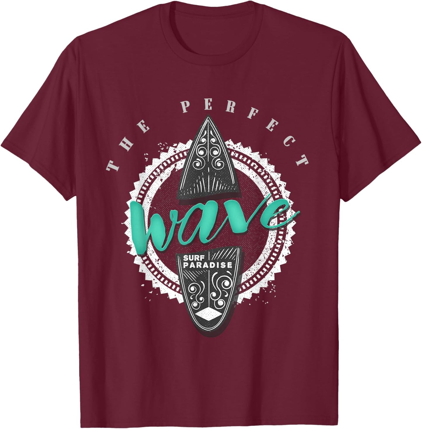 Surfing Perfect Wave Surf Paradise Funny Surfer Gift T-Shirt - T-Shirt | Maroon