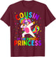 Cousin of the Birthday Princess Girl Dabbing Unicorn T-Shirt - T-Shirt | Maroon