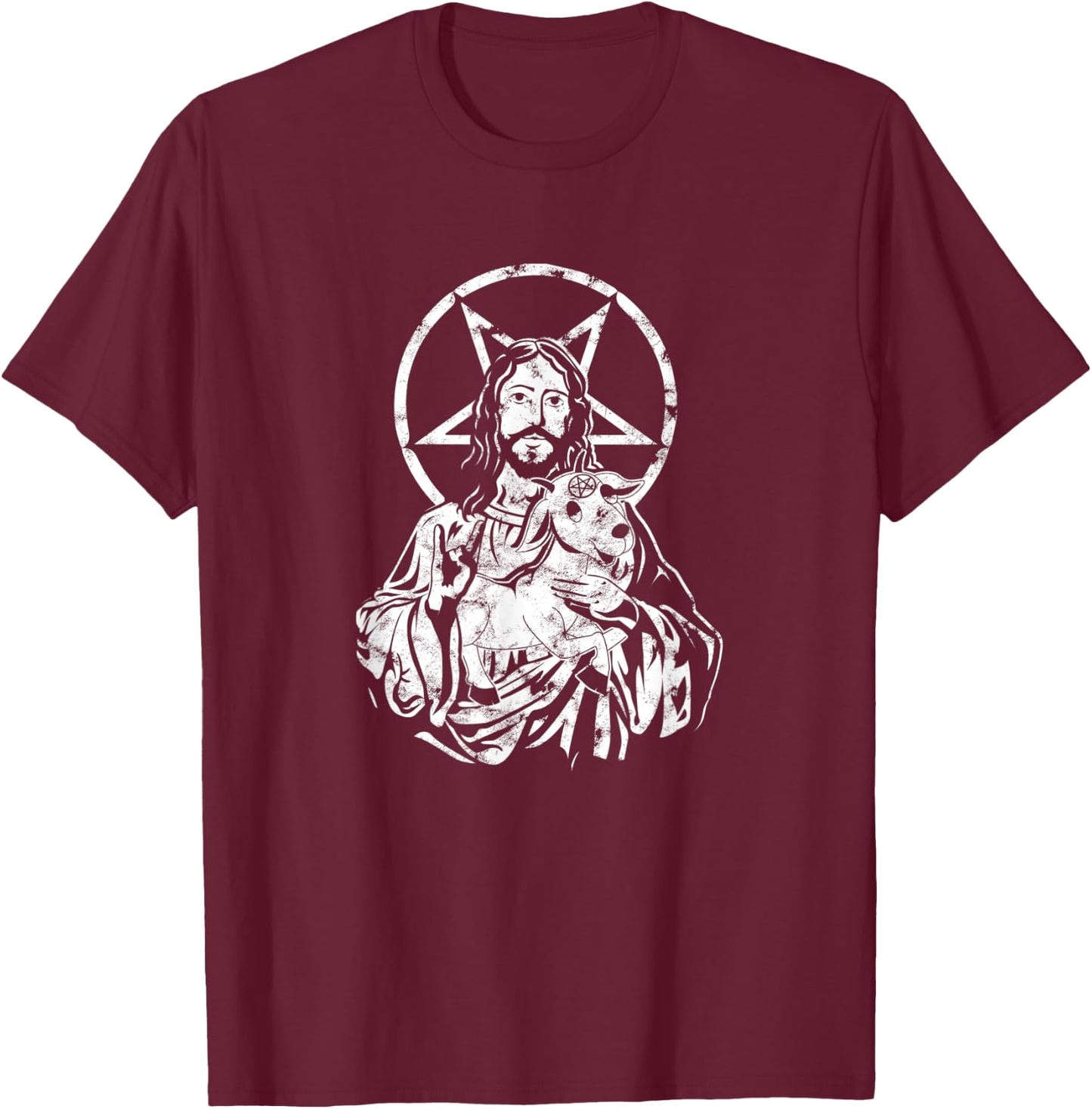 Blackcraft Jesus Satan Baphomet Goat Atheist - Anti Religion T-Shirt - T-Shirt | Maroon