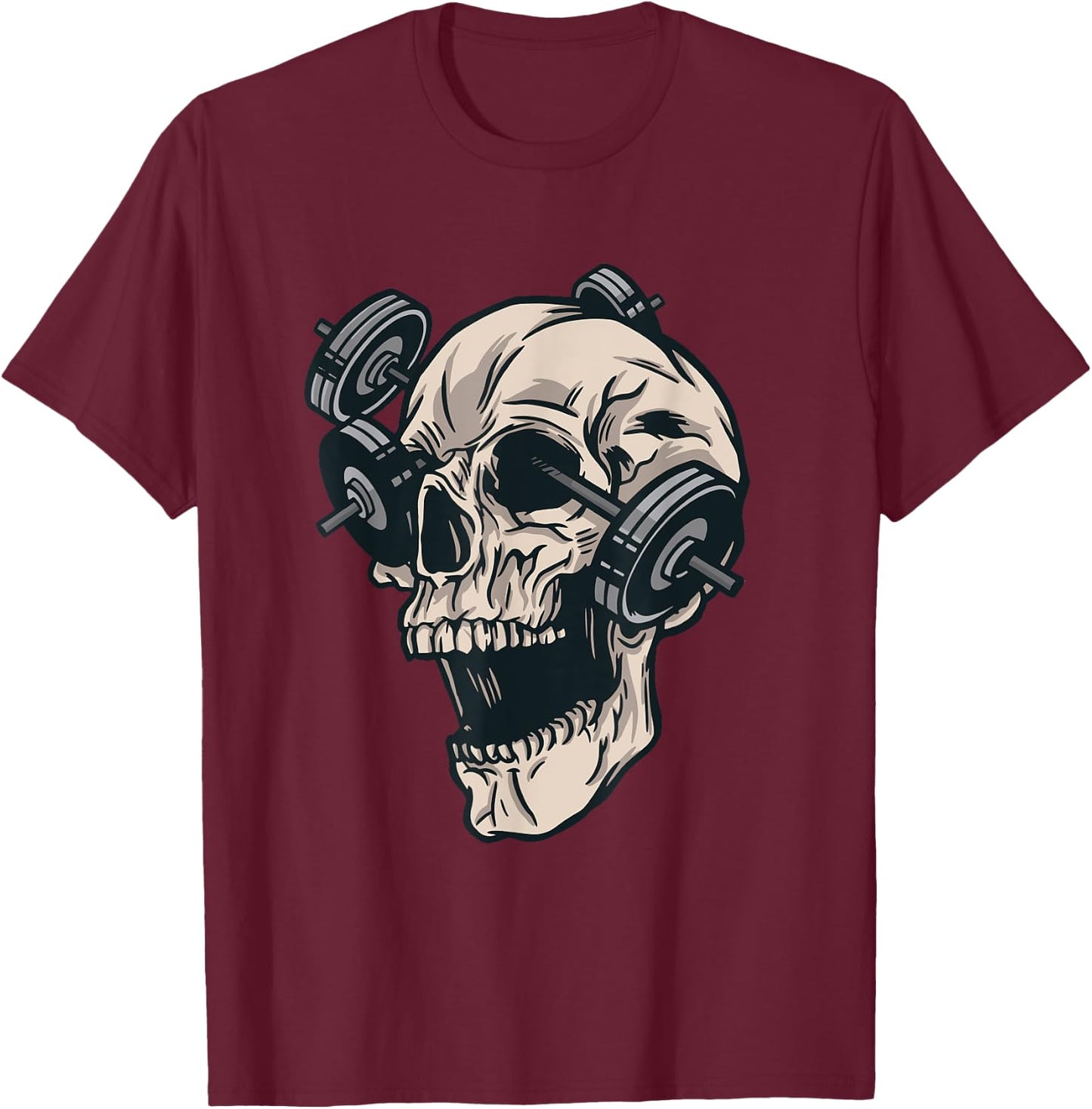 Vintage Skull Gym T-Shirt - T-Shirt | Maroon