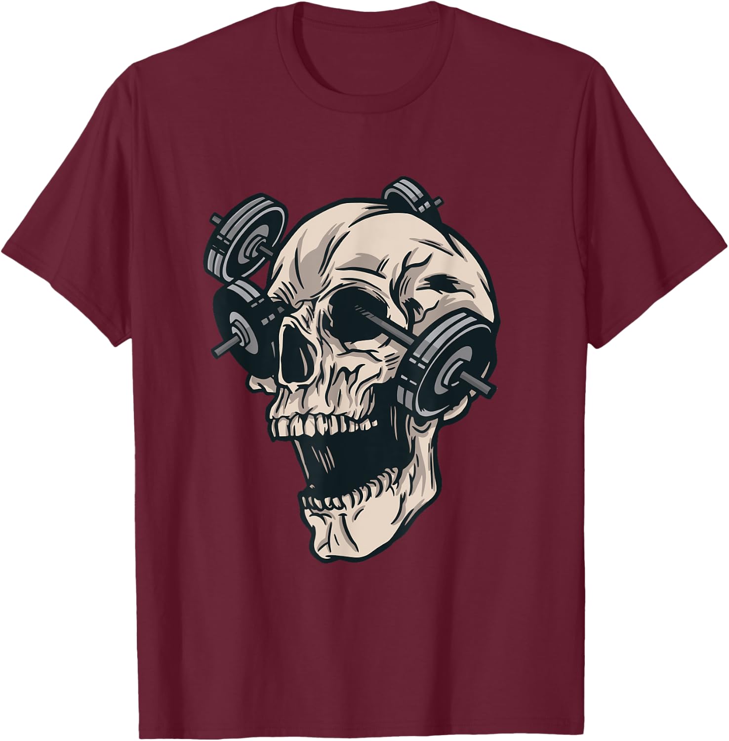 Vintage Skull Gym T-Shirt - T-Shirt | Maroon