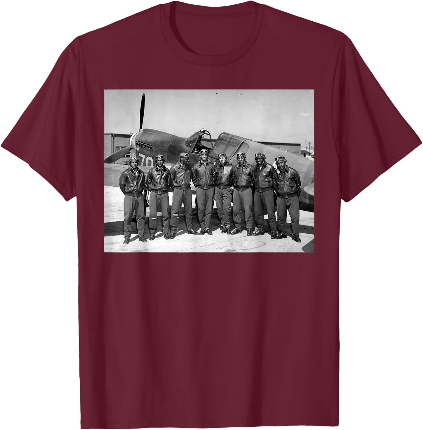 Retro Black Airmen Black History World War 2 Tuskegee Pilots T-Shirt - T-Shirt | Maroon