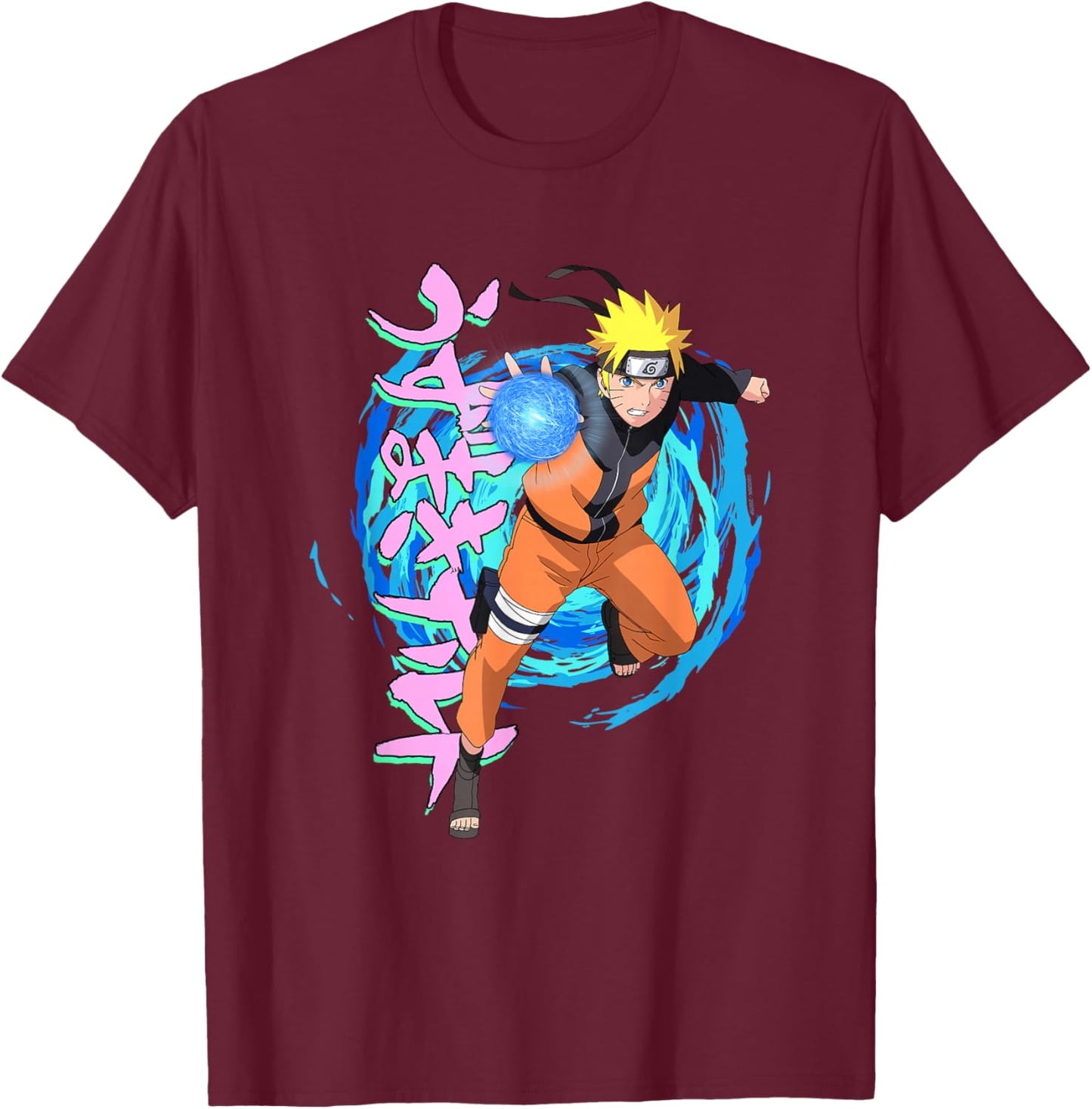 Naruto Shippuden Blue Spirals Rasengan Anime T-Shirt - T-Shirt | Maroon