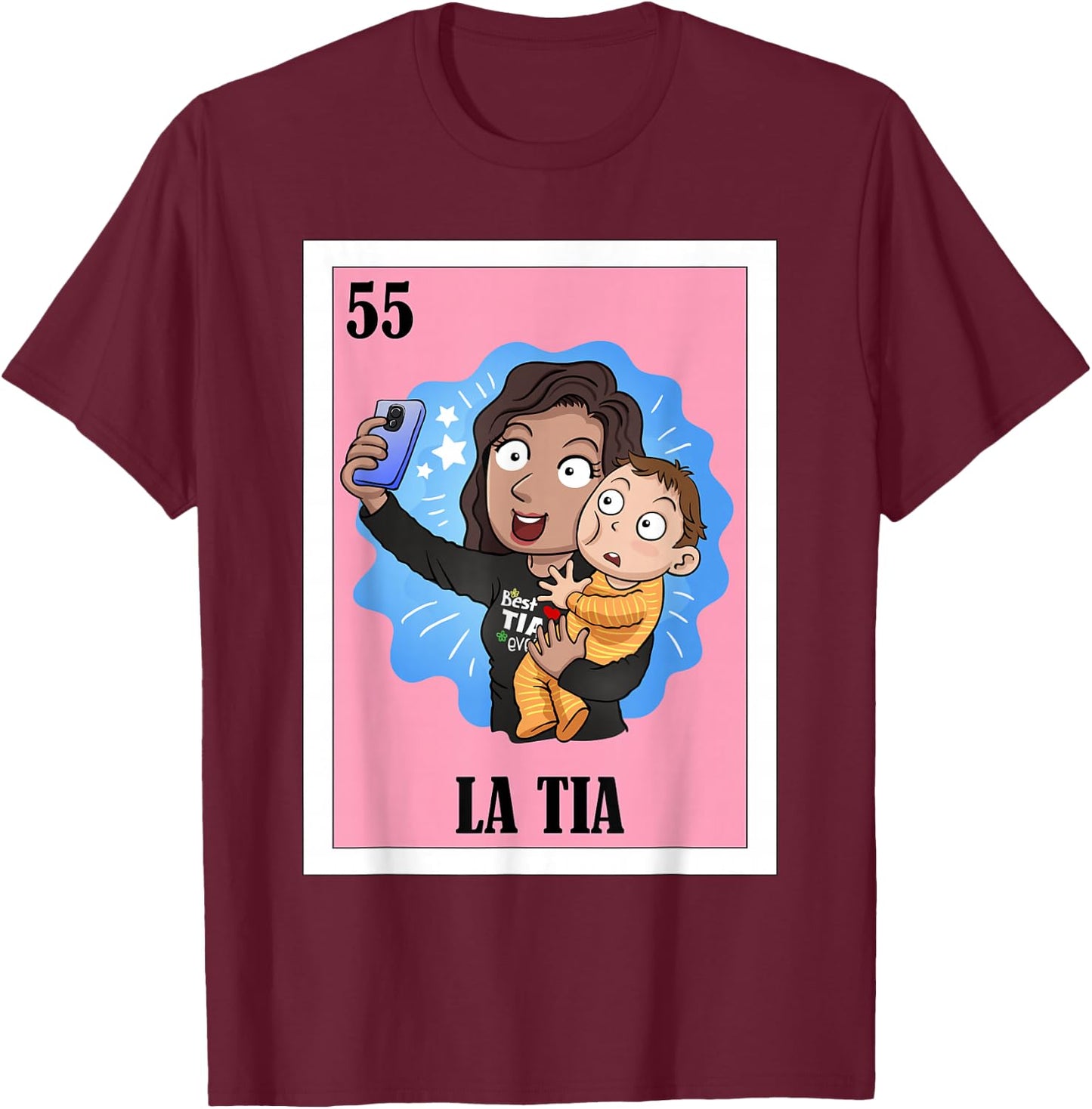 Funny Mexican Design for Aunt - La Tia T-Shirt - T-Shirt | Maroon