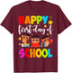 Cute Owls Happy First Day of School Students Parents T-Shirt - T-Shirt | Maroon