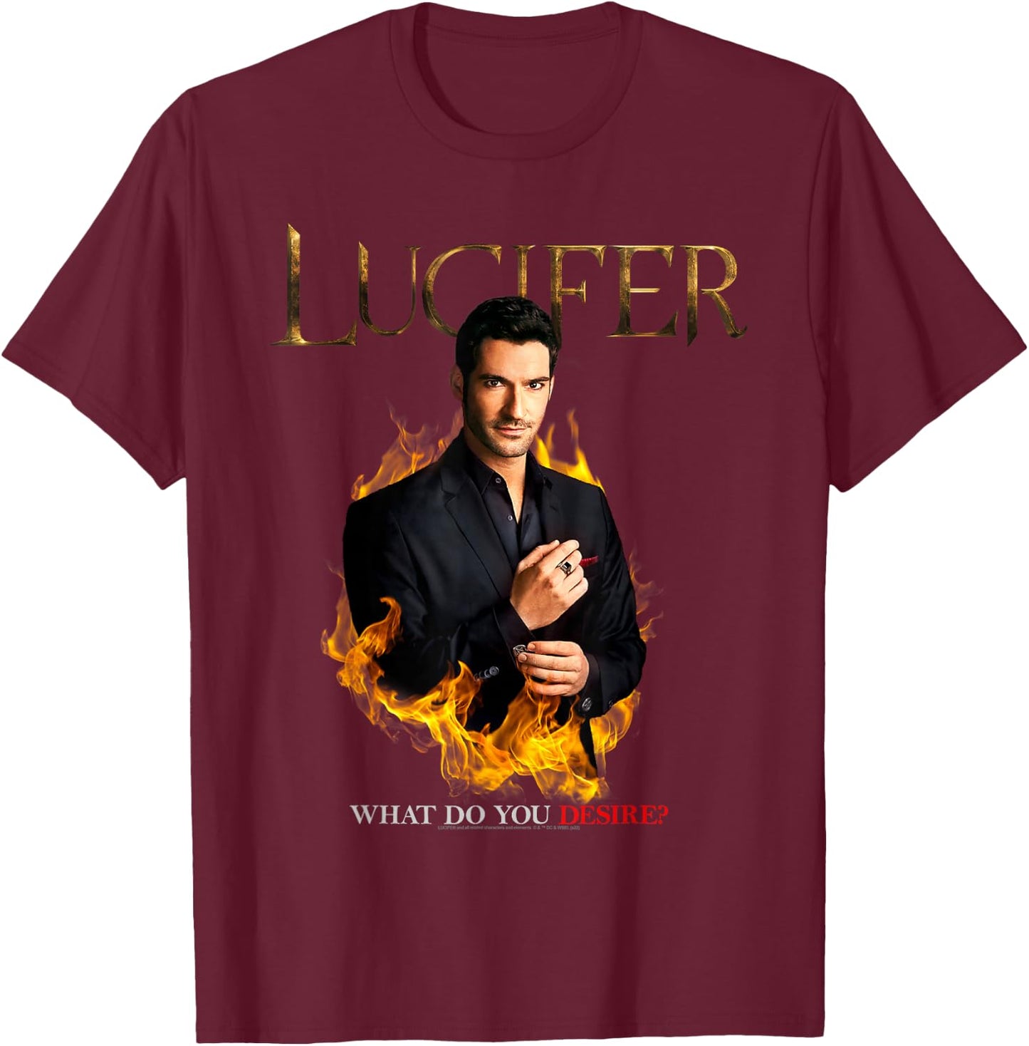 Lucifer What Do You Desire? Small T-Shirt - T-Shirt | Maroon