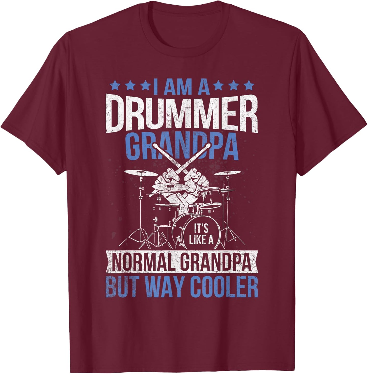 Drummer Grandpa Drum Enthusiast Grandfather Novelty T-Shirt - T-Shirt | Maroon