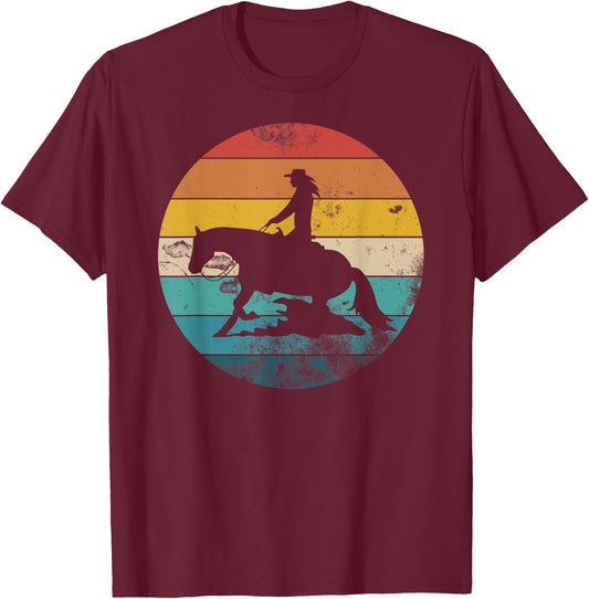 Western Rider Reining Quarter Horse Sliding Stop T-Shirt - T-Shirt | Maroon