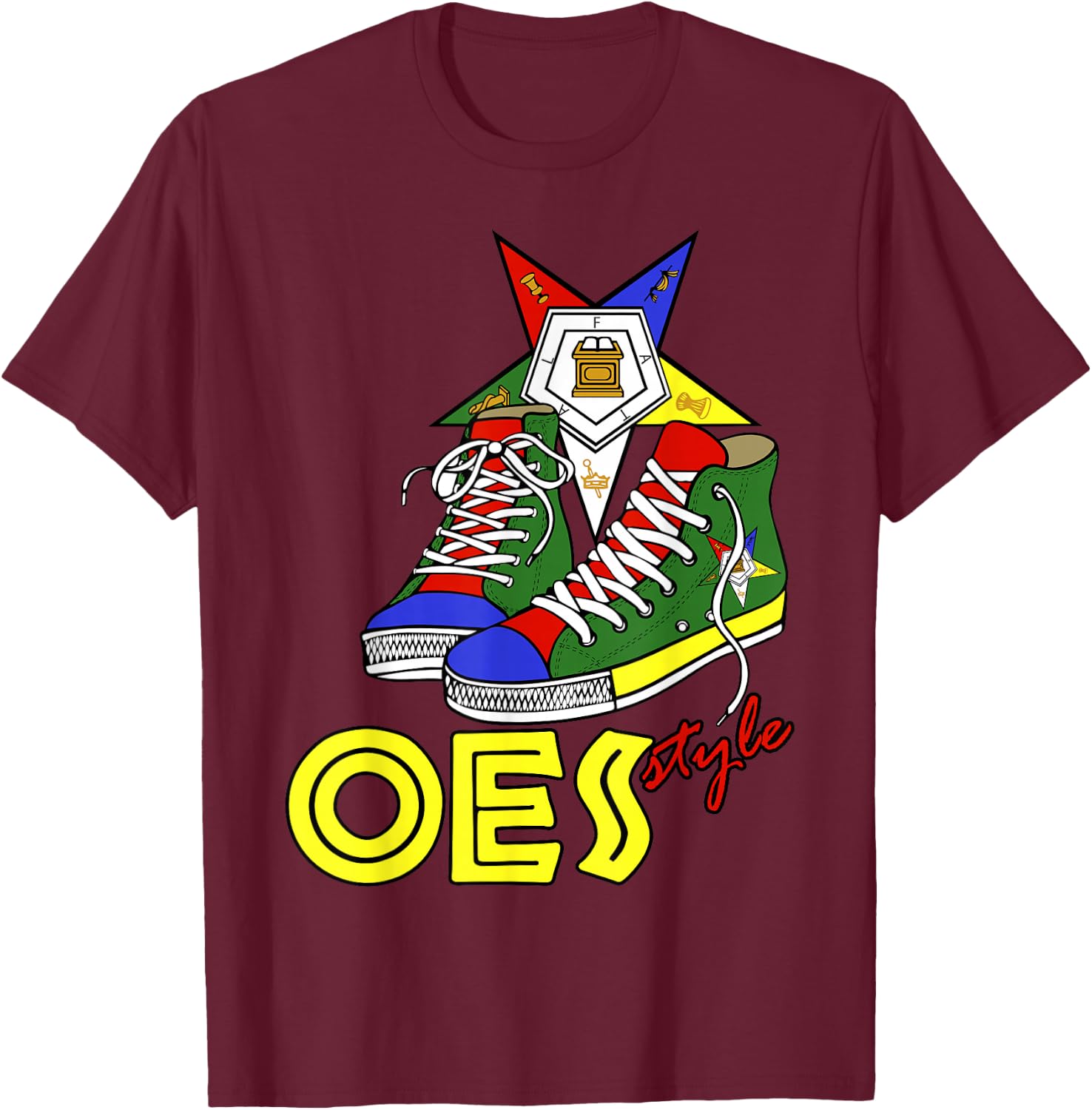 OES High top Sneaker Style of The Eastern Star Parents' Day T-Shirt - T-Shirt | Maroon