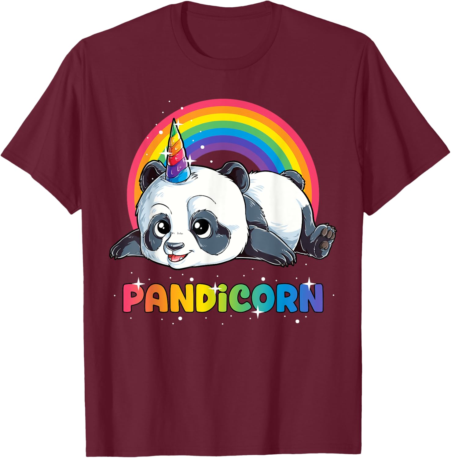 Panda Unicorn Pandicorn Girls Kids Rainbow Gifts Pandacorn T-Shirt - T-Shirt | Maroon